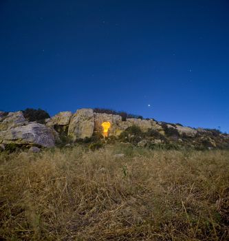 Rock cut medieval beacon or shrine in the limits of Rabat in Malta