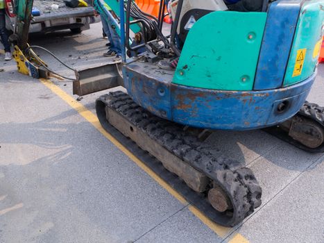 The jackhammer and drilling machine on construction site