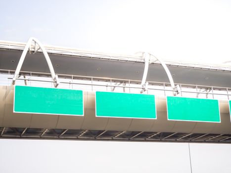 Green background labe on the bridge and blue sky background