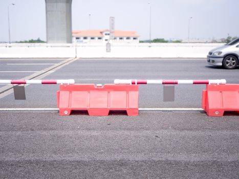 plastic road fencing on the street of a modern