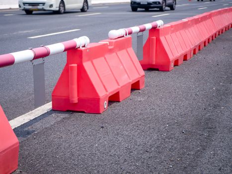 plastic road fencing on the street of a modern