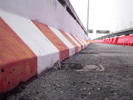 plastic road fencing on the street of a modern