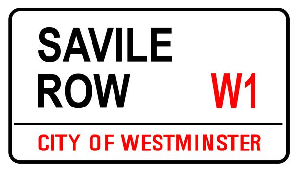 The street name sign from Savile Row the famous street sign in London England