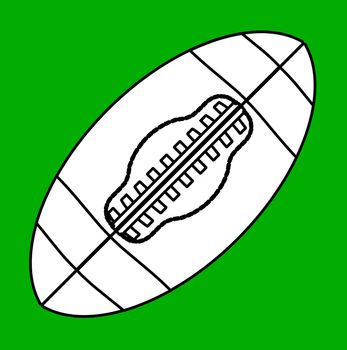 A typical american type foorball line drawing over a green background