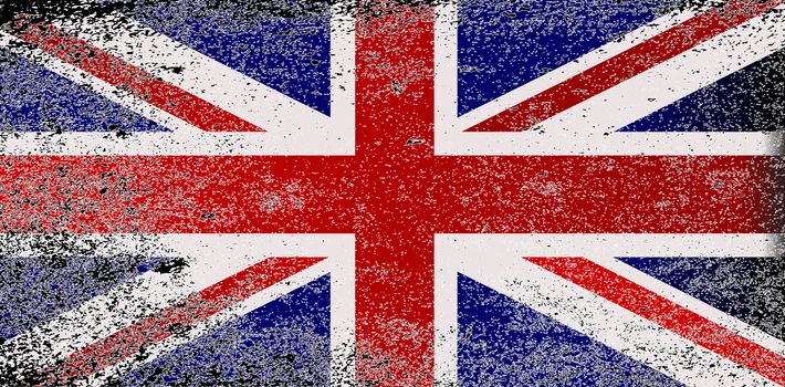 The Union Jack flag of Great Britain with heavy grunge