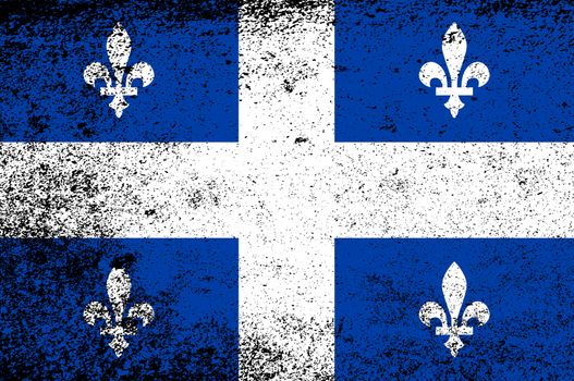 The regional Flag Of Quebec Canada with motif and Union Flag with added grunge FX