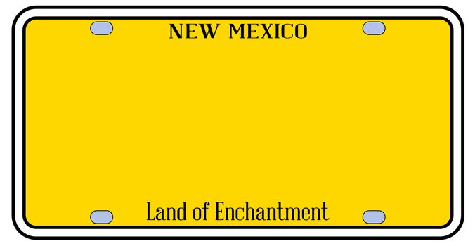 New Mexico state license plate in the colors of the state flag over a white background