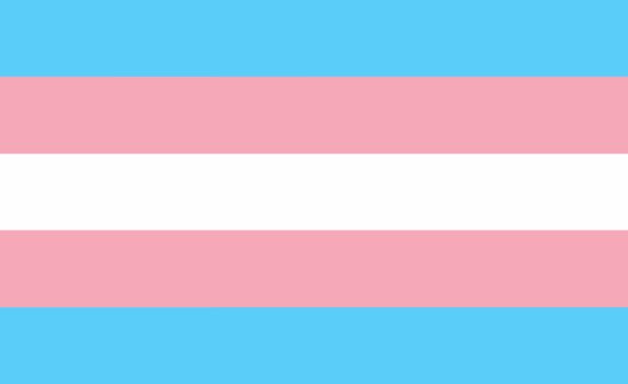 The transgender pride flag in pastel blue pink and white as a background
