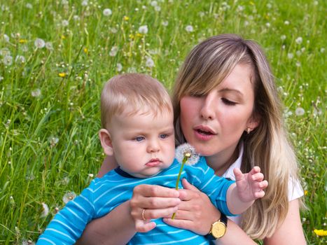 young mother with her son in the park