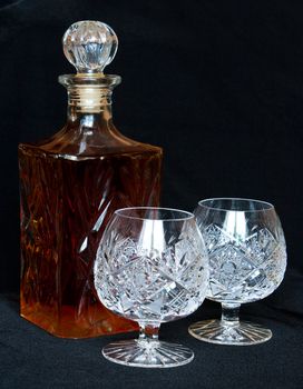 The wine decanter and two crystal bocals