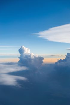 Beautiful blue sky and clouds at twilight, vertical orientation