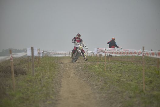 GAVELLO, ITALY 24 MARCH 2020: Enduro race in Countryside