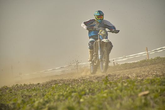 GAVELLO, ITALY 24 MARCH 2020: Enduro race in Countryside