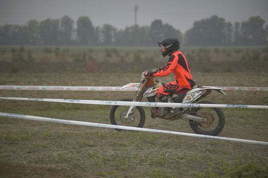 GAVELLO, ITALY 24 MARCH 2020: Enduro race in Countryside