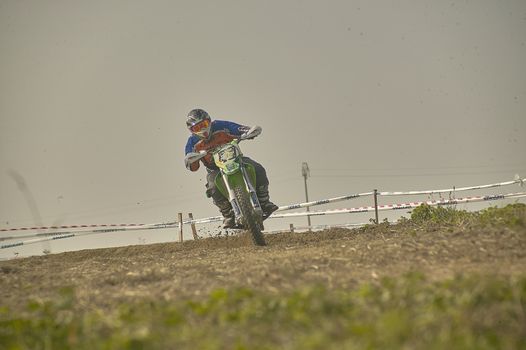 GAVELLO, ITALY 24 MARCH 2020: Enduro race in Countryside