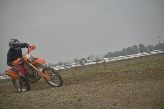 GAVELLO, ITALY 24 MARCH 2020: Enduro race in Countryside