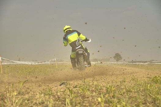 GAVELLO, ITALY 24 MARCH 2020: Enduro race in Countryside