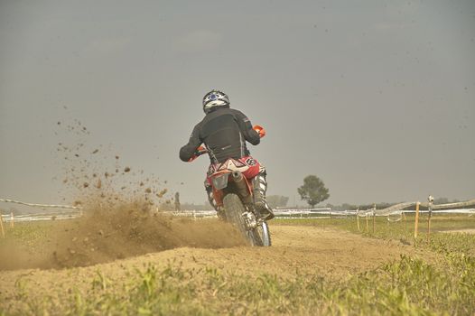 GAVELLO, ITALY 24 MARCH 2020: Enduro race in Countryside