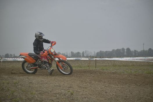 GAVELLO, ITALY 24 MARCH 2020: Enduro race in Countryside