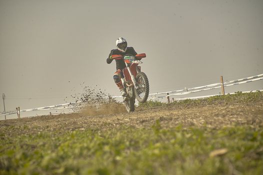 GAVELLO, ITALY 24 MARCH 2020: Enduro race in Countryside