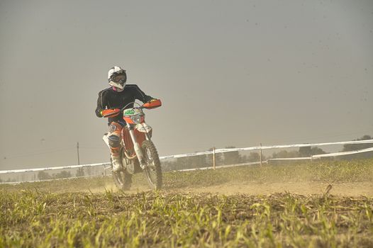 GAVELLO, ITALY 24 MARCH 2020: Enduro race in Countryside