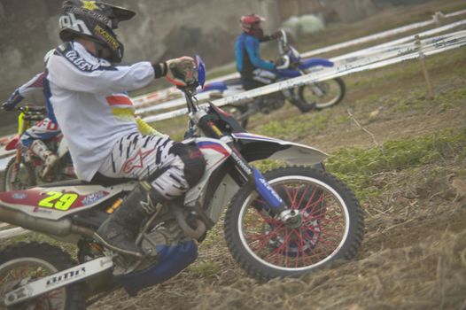 GAVELLO, ITALY 24 MARCH 2020: Enduro race in Countryside