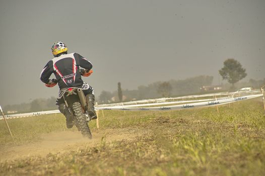 GAVELLO, ITALY 24 MARCH 2020: Enduro race in Countryside