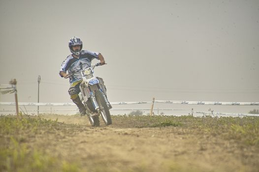 GAVELLO, ITALY 24 MARCH 2020: Enduro race in Countryside