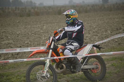 GAVELLO, ITALY 24 MARCH 2020: Enduro race in Countryside