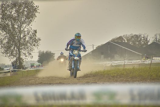 GAVELLO, ITALY 24 MARCH 2020: Enduro race in Countryside