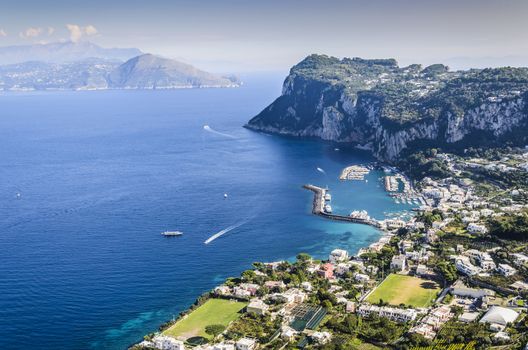 View of the Tyrrhenian Sea from the island of Capri.