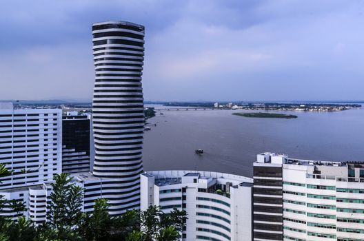 Guayaquil, Ecuador. Modern building built next to the mighty Guayas River.