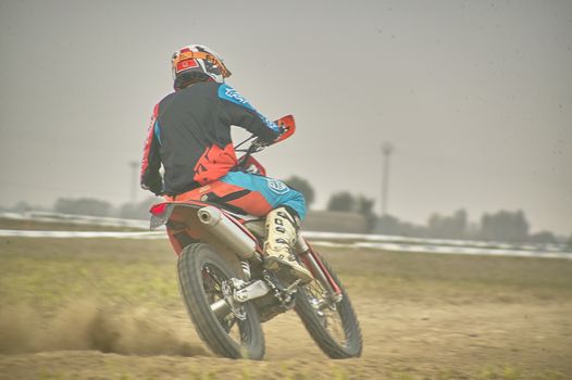 GAVELLO, ITALY 24 MARCH 2020: Enduro race in Countryside