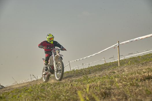 GAVELLO, ITALY 24 MARCH 2020: Enduro race in Countryside