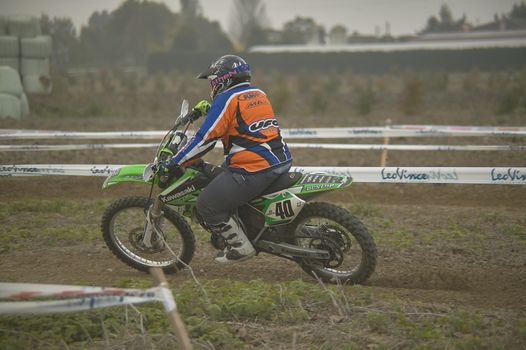 GAVELLO, ITALY 24 MARCH 2020: Enduro race in Countryside