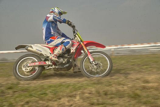 GAVELLO, ITALY 24 MARCH 2020: Enduro race in Countryside