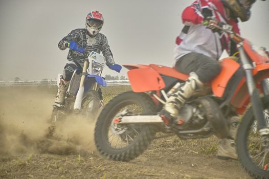 GAVELLO, ITALY 24 MARCH 2020: Enduro race in Countryside