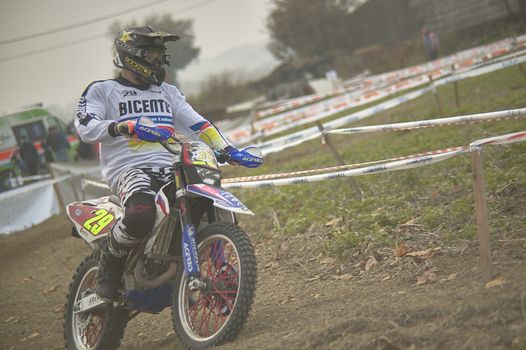 GAVELLO, ITALY 24 MARCH 2020: Enduro race in Countryside