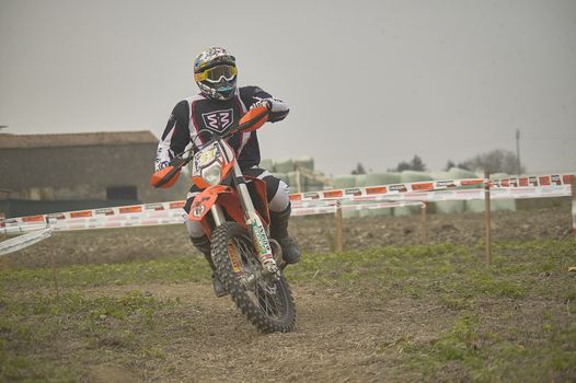 GAVELLO, ITALY 24 MARCH 2020: Enduro race in Countryside