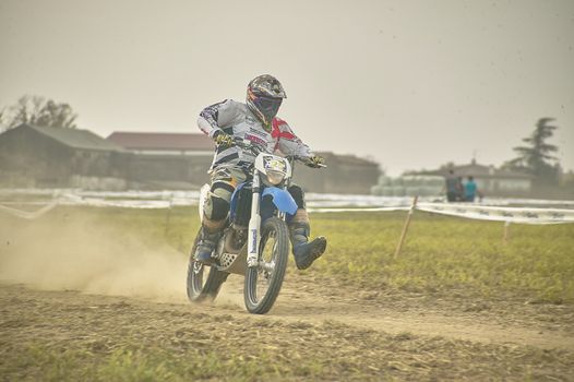 GAVELLO, ITALY 24 MARCH 2020: Enduro race in Countryside