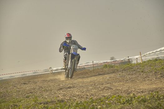 GAVELLO, ITALY 24 MARCH 2020: Enduro race in Countryside