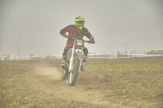 GAVELLO, ITALY 24 MARCH 2020: Enduro race in Countryside