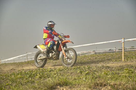 GAVELLO, ITALY 24 MARCH 2020: Enduro race in Countryside