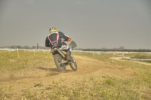 GAVELLO, ITALY 24 MARCH 2020: Enduro race in Countryside