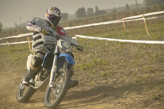 GAVELLO, ITALY 24 MARCH 2020: Enduro race in Countryside