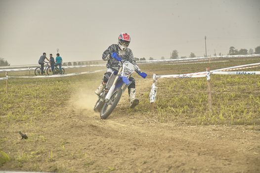 GAVELLO, ITALY 24 MARCH 2020: Enduro race in Countryside