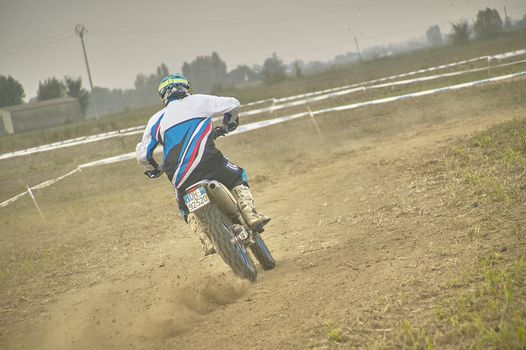GAVELLO, ITALY 24 MARCH 2020: Enduro race in Countryside