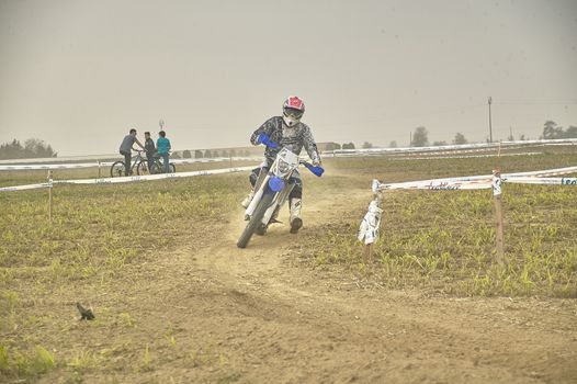 GAVELLO, ITALY 24 MARCH 2020: Enduro race in Countryside