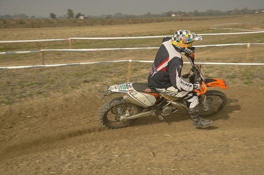 GAVELLO, ITALY 24 MARCH 2020: Enduro race in Countryside