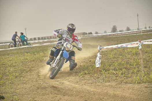 GAVELLO, ITALY 24 MARCH 2020: Enduro race in Countryside